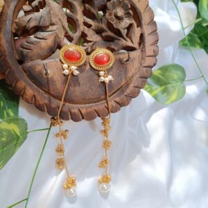 Muktika Brass Earrings Orange