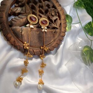 Muktika Brass Earrings Red