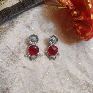 Monalisa Gajmoti Brass Earrings Red