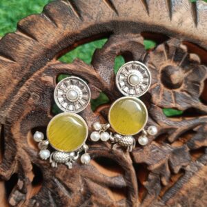 Monalisa Gajmoti Brass Earrings Yellow