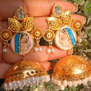 Bani Thani Meenakari Brass Jhumka