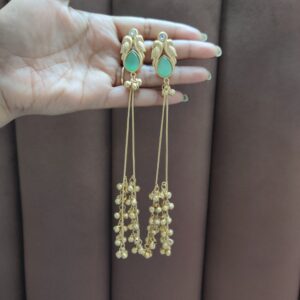 Parrot motifs Brass Earrings Light Green