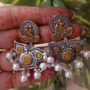 Dual tone brass earrings