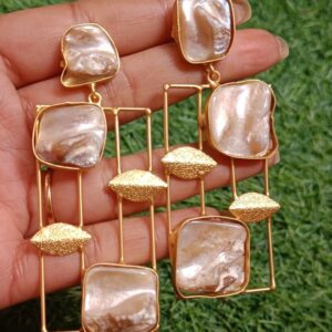 Mother of Pearls Brass Earrings