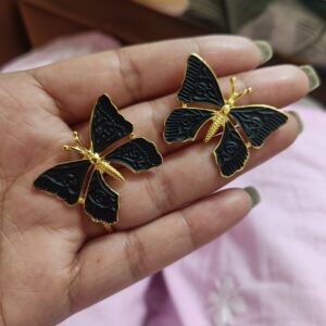 Enamel butterfly Earrings Black
