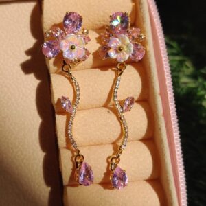 Pink Floral  AD stone earrings