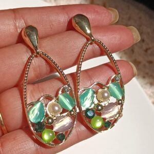 Crystal drop earrings green
