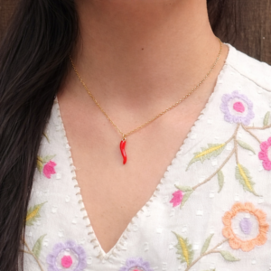 Red Mirchi Pendant Necklace