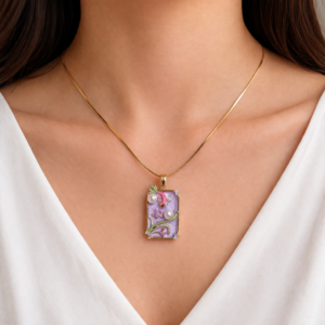 Enamel Pendant Necklace Purple