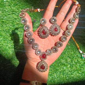 Aarohi Kundan Necklace Ruby Red