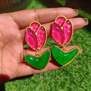 Gulmira Brass Earrings Pink
