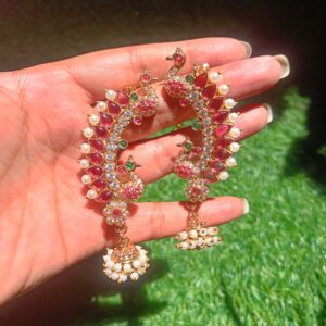 Mayurika Pearl AD stone Earcuffs