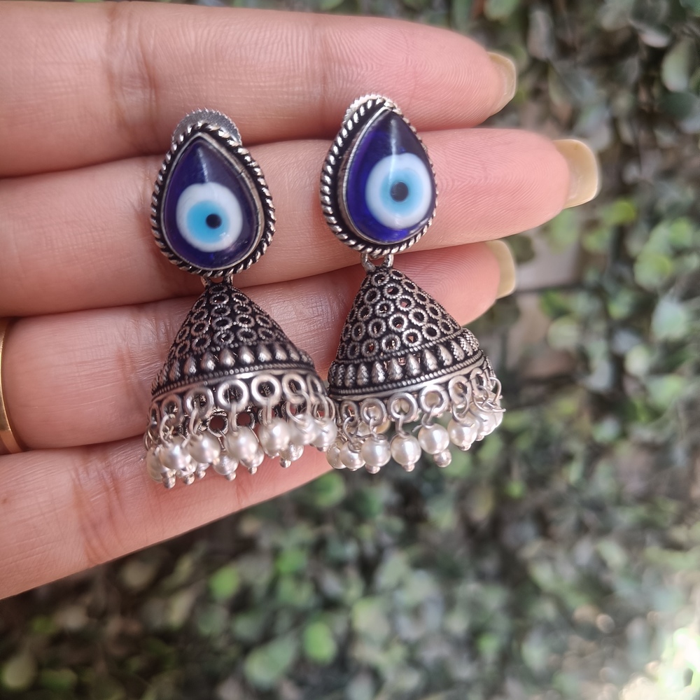 Evil eye silver brass Jhumki