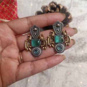 Morbagh Dual tone brass earrings Mint Green
