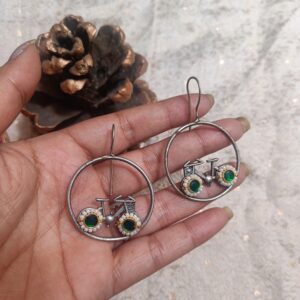 Cycle Charm Earrings Green