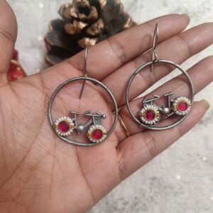 Cycle Charm Earrings Ruby