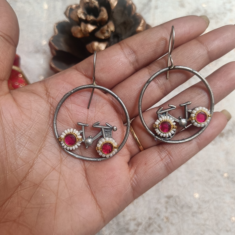 Cycle Charm Earrings Ruby