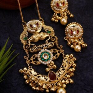 Mehrani Kundan brass Necklace Red