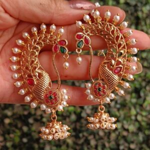 Peacock Pearl brass earcuffs
