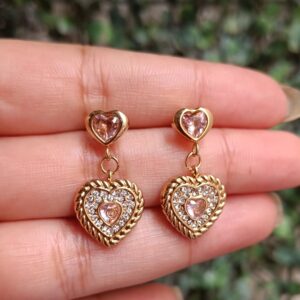 heart shaped Anti Tarnish earrings pink