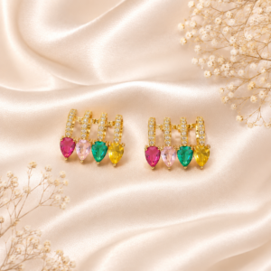 Multi colour Anti Tarnish earrings with American diamond