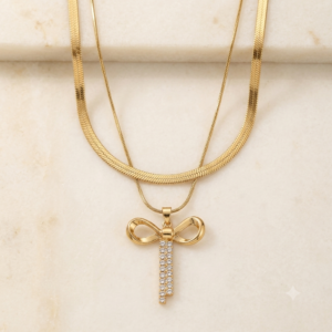 Anti-Tarnish Double chain Pendant Necklace
