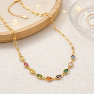 Anti-Tarnish  Multi colour Pendant Necklace