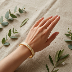 White enamel Gold Tone anti tarnish kada bracelet