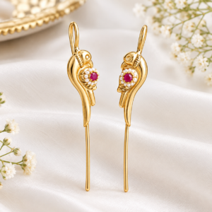Bird motifs  golden brass bugadi earrings