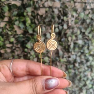 Spiral golden brass bugadi earrings