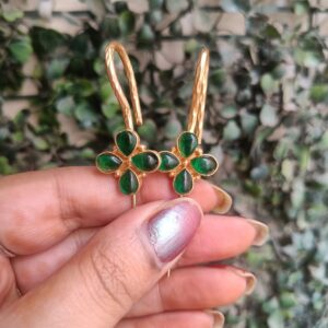 Green kundan golden bugadi earrings