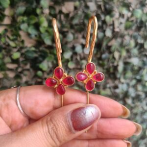 Ruby kundan golden bugadi earrings
