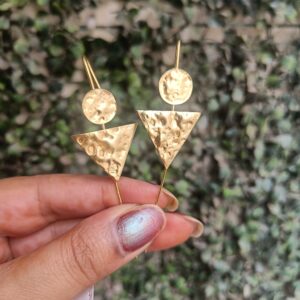 Geometric golden brass bugadi earrings