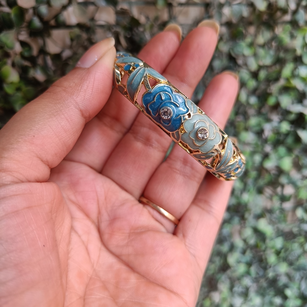 Sea green Meenakari Anti-Tarnish Kada Bracelet